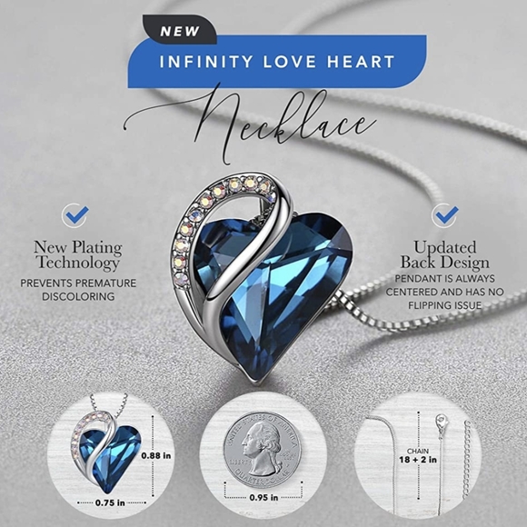 NWT Silver Infinity Birthstone Heart Pendant Necklace - Picture 3 of 5